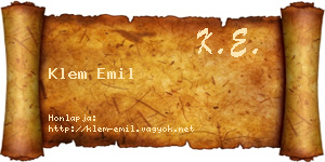 Klem Emil névjegykártya