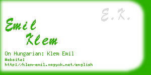 emil klem business card